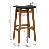 Banco Alto Confort Madeira Maciça Assento Anatômico - Amêndoa Estofado Corano Preto - 2