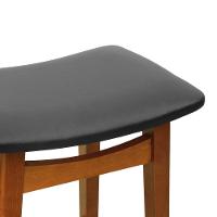 Banco Alto Confort Madeira Maciça Assento Anatômico - Amêndoa Estofado Corano Preto - 3