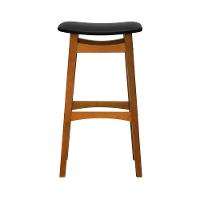 Banco Alto Confort Madeira Maciça Assento Anatômico - Amêndoa Estofado Corano Preto - 5