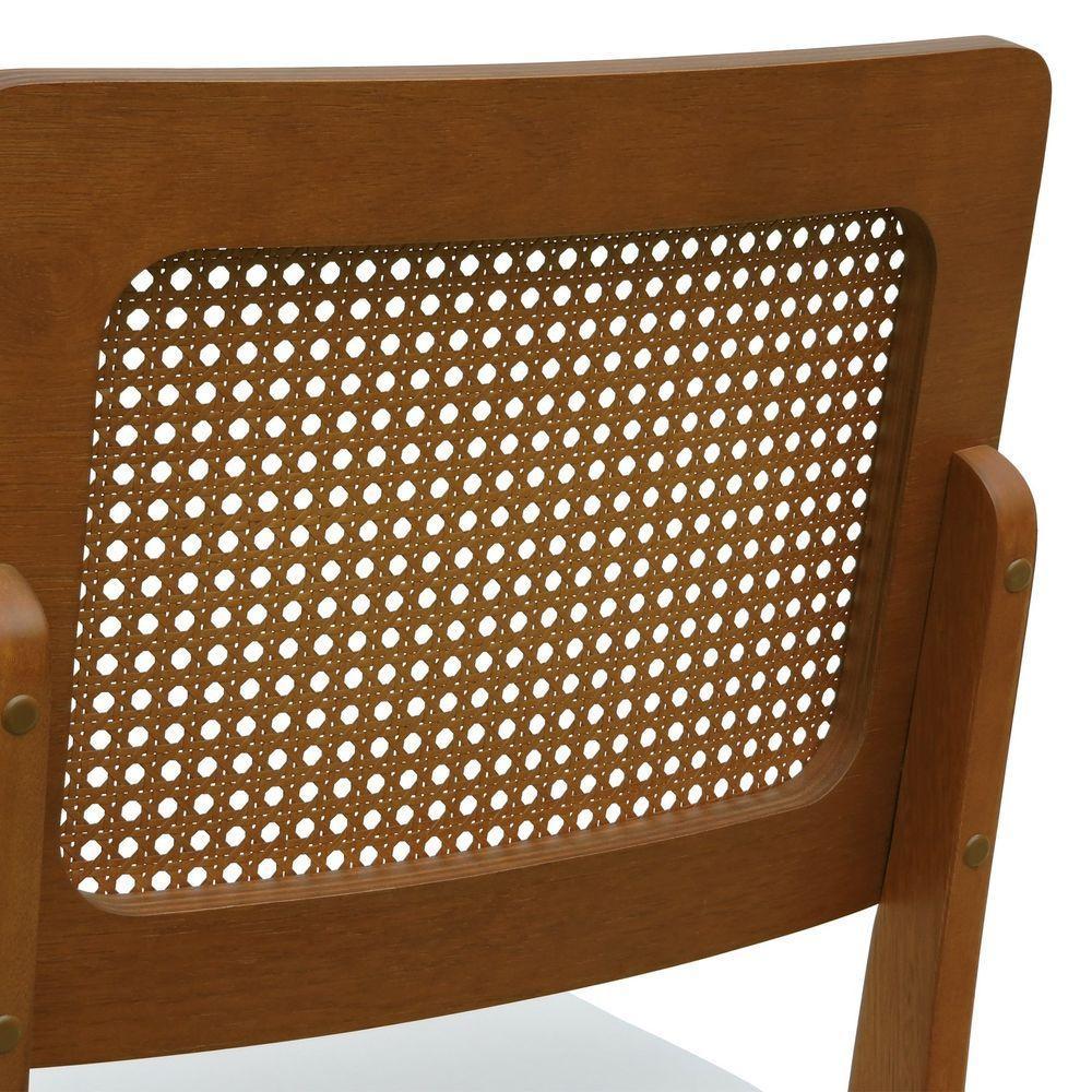 Kit 2 Cadeiras Madeira Maciça Lyon Encosto Telinha Amêndoa - Amêndoa Assento Estofado Corano Bege - 4