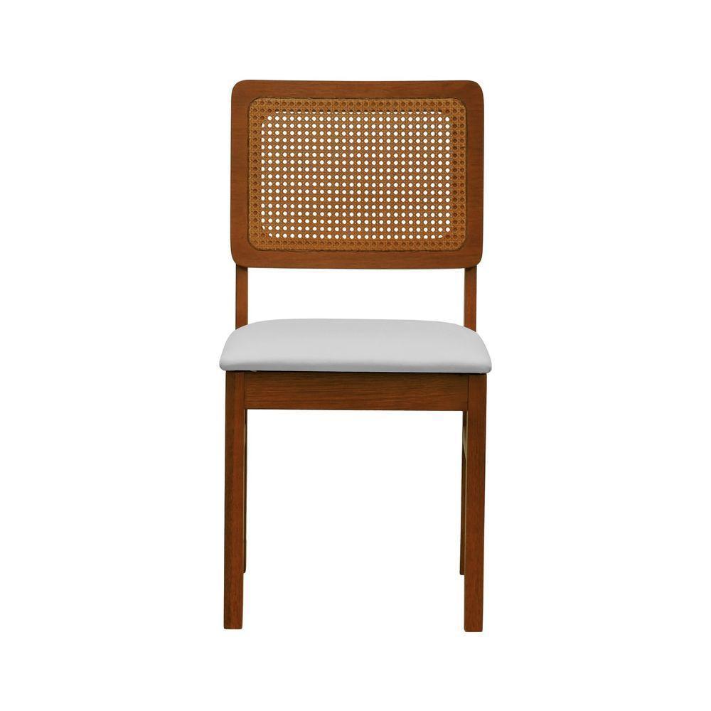 Kit 2 Cadeiras Madeira Maciça Lyon Encosto Telinha Amêndoa - Amêndoa Assento Estofado Corano Bege - 7