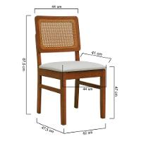 Kit 2 Cadeiras Madeira Maciça Lyon Encosto Telinha Amêndoa - Amêndoa Assento Estofado Corano Bege - 2
