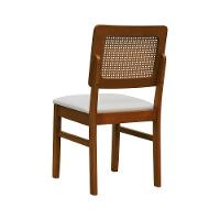 Kit 2 Cadeiras Madeira Maciça Lyon Encosto Telinha Amêndoa - Amêndoa Assento Estofado Corano Bege - 5