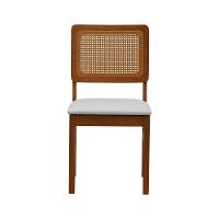 Kit 2 Cadeiras Madeira Maciça Lyon Encosto Telinha Amêndoa - Amêndoa Assento Estofado Corano Bege - 7