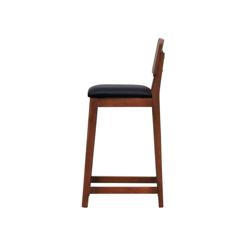 Banqueta Lyon Madeira Maciça Com Encosto Anatômico E Assento Estofado Com 68cm Altura - Amêndoa Corano Preto - 8