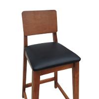 Banqueta Lyon Madeira Maciça Com Encosto Anatômico E Assento Estofado Com 68cm Altura - Amêndoa Corano Preto - 3