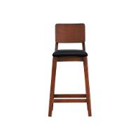 Banqueta Lyon Madeira Maciça Com Encosto Anatômico E Assento Estofado Com 68cm Altura - Amêndoa Corano Preto - 5