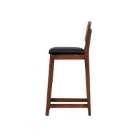 Banqueta Lyon Madeira Maciça Com Encosto Anatômico E Assento Estofado Com 68cm Altura - Amêndoa Corano Preto - 8