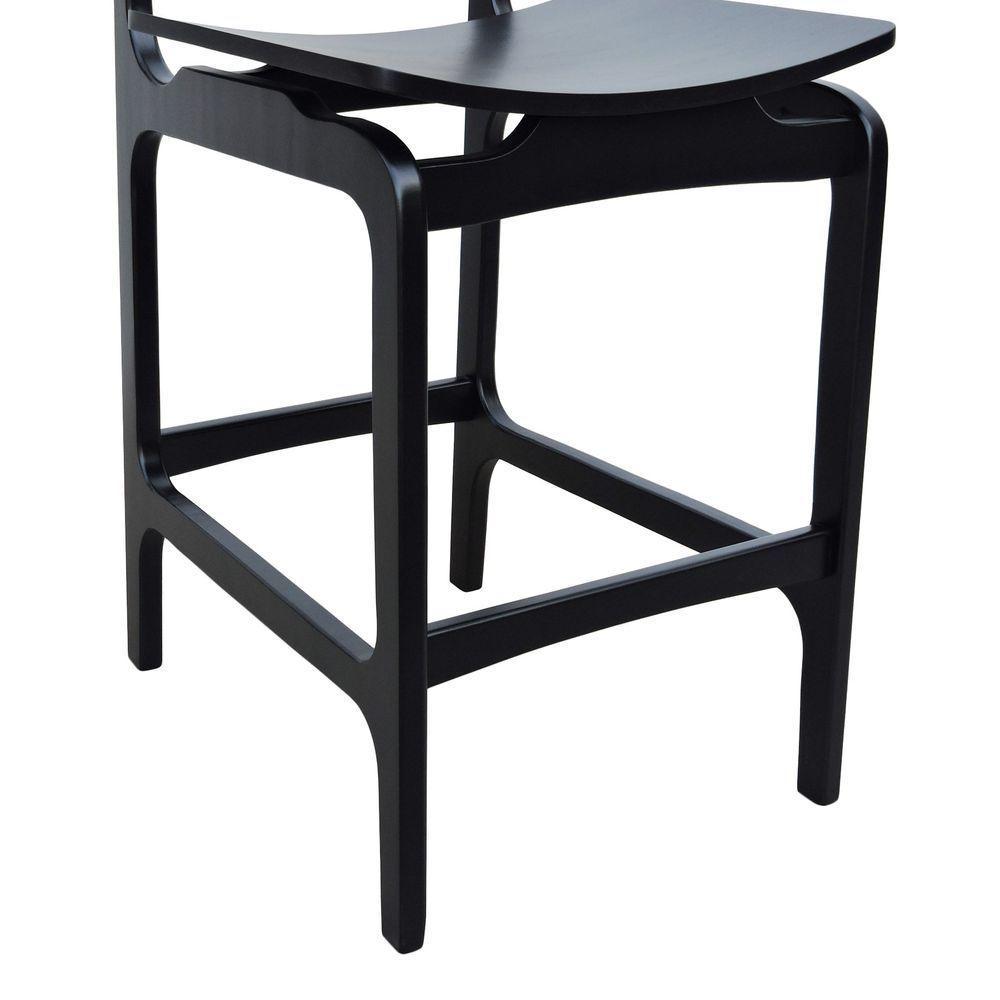 Banqueta Alta Bistrô Apollo Encosto Telinha Natural E Assento Anatômico - Preto Madeira - 3