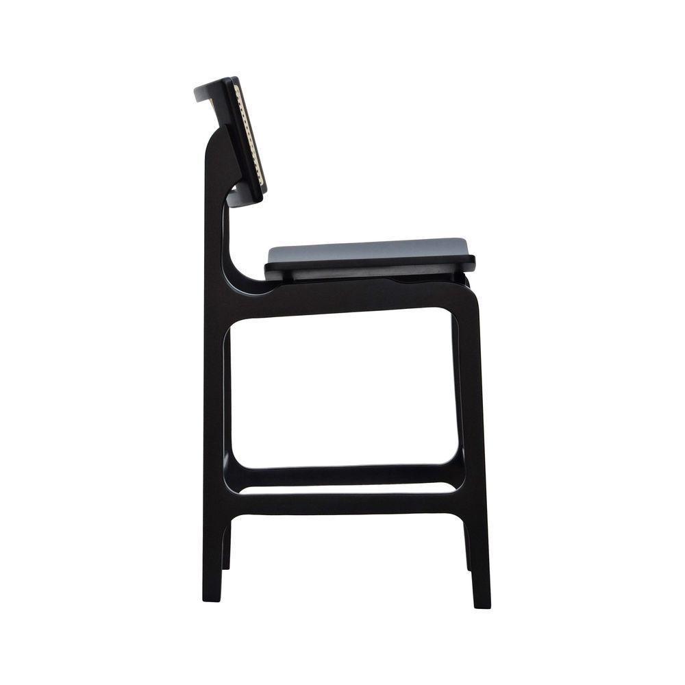 Banqueta Alta Bistrô Apollo Encosto Telinha Natural E Assento Anatômico - Preto Madeira - 7