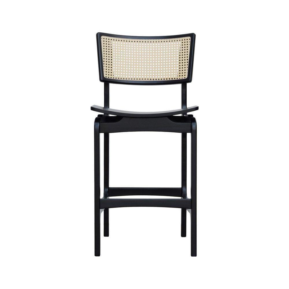 Banqueta Alta Bistrô Apollo Encosto Telinha Natural E Assento Anatômico - Preto Madeira - 8