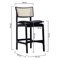 Banqueta Alta Bistrô Apollo Encosto Telinha Natural E Assento Anatômico - Preto Estofado Corano Preto - 8