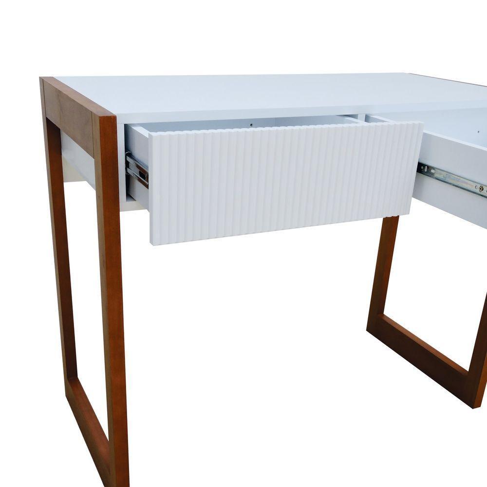 Aparador-escrivaninha Ondas 2 Gavetas - Amêndoa Branco - 6