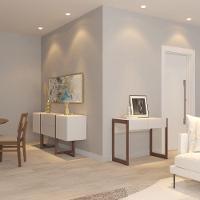 Aparador-escrivaninha Ondas 2 Gavetas - Amêndoa Branco - 8