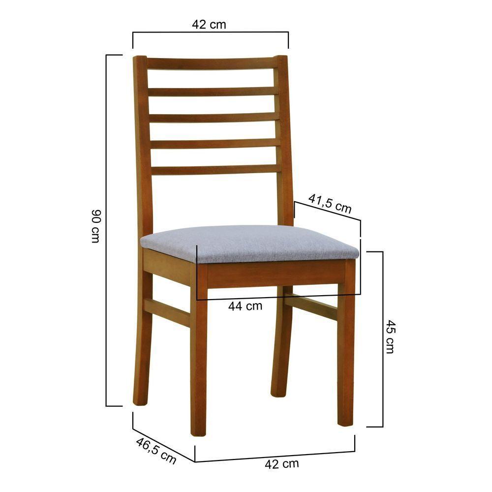 Cadeira Tiê Madeira Maciça Encosto Ripado - Amêndoa Assento Estof. Linho Cinza Mescla Impermeável - 8