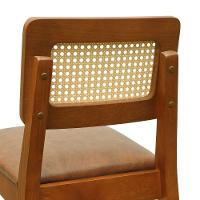 Banqueta Gabi Madeira Maciça Encosto Telinha C- 68cm Altura - Amêndoa Assento Estofado Corano Marrom Mescla - 5