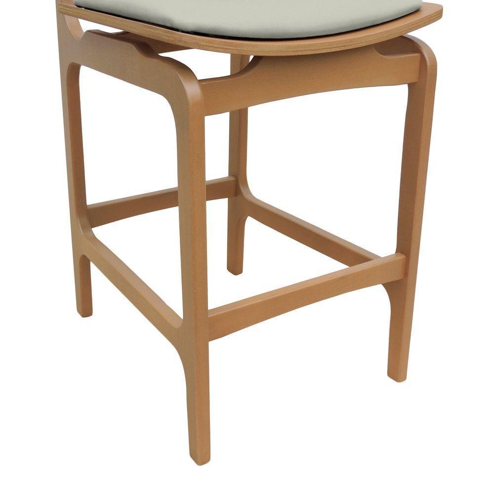 Banqueta Alta Bistrô Apollo Encosto Telinha Natural E Assento Anatômico - Natural Estofado Linho Bege - 2