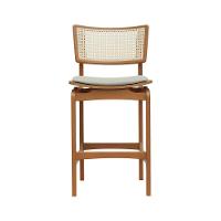 Banqueta Alta Bistrô Apollo Encosto Telinha Natural E Assento Anatômico - Natural Estofado Linho Bege - 6