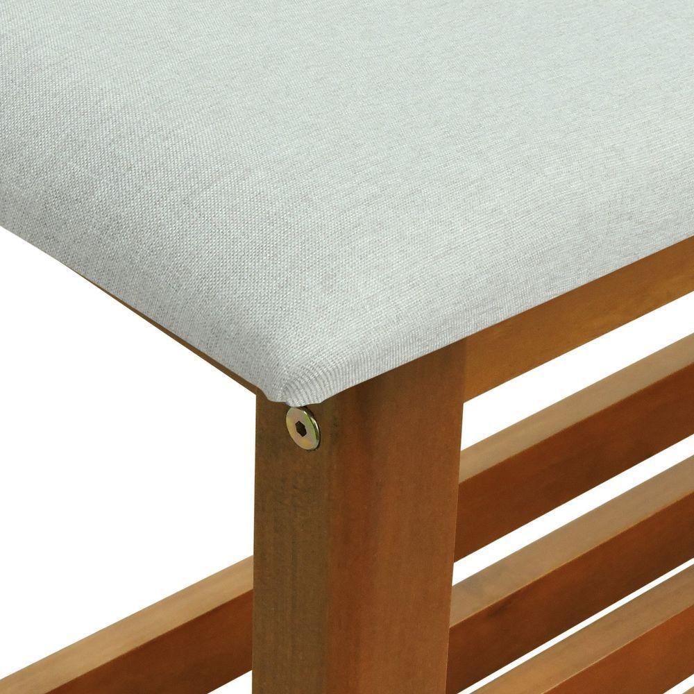 Banco Sapateira Viena Madeira Maciça - Amêndoa Assento Estof. Linho Bege Mescla Impermeável - 2