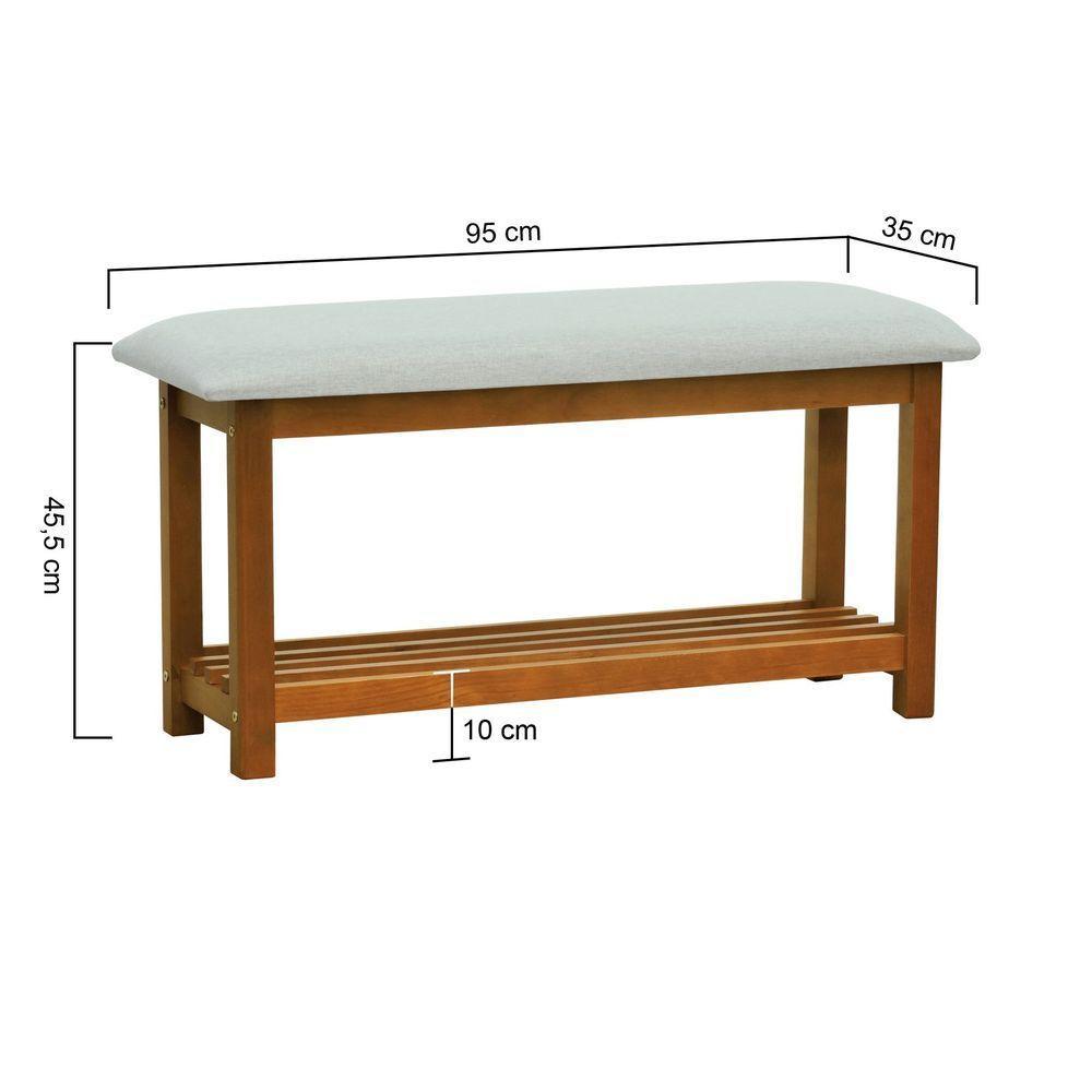 Banco Sapateira Viena Madeira Maciça - Amêndoa Assento Estof. Linho Bege Mescla Impermeável - 5