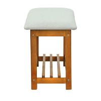 Banco Sapateira Viena Madeira Maciça - Amêndoa Assento Estof. Linho Bege Mescla Impermeável - 3