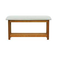 Banco Sapateira Viena Madeira Maciça - Amêndoa Assento Estof. Linho Bege Mescla Impermeável - 6