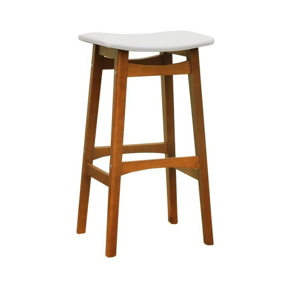 Banco Alto Confort Madeira Maciça Assento Anatômico - Amêndoa Estofado Corano Bege - 1