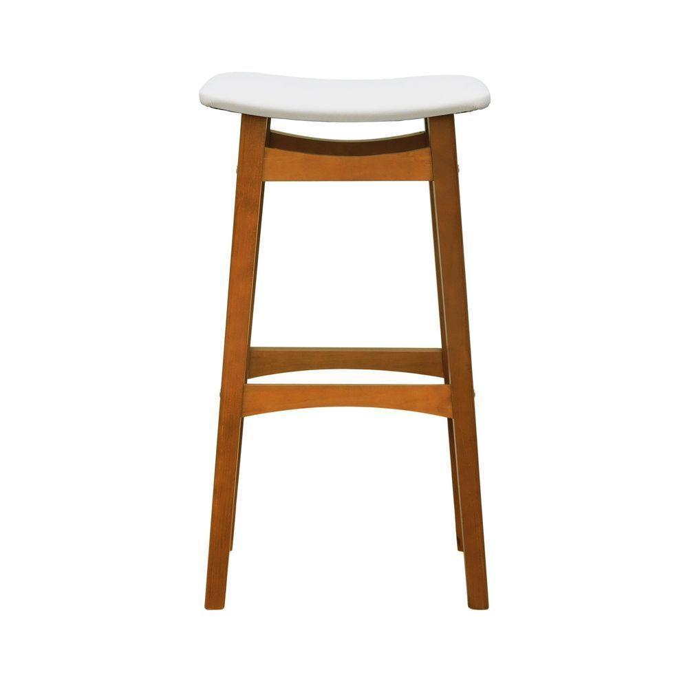 Banco Alto Confort Madeira Maciça Assento Anatômico - Amêndoa Estofado Corano Bege - 2