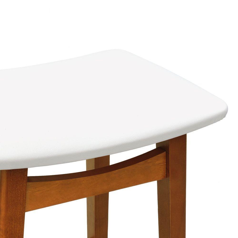 Banco Alto Confort Madeira Maciça Assento Anatômico - Amêndoa Estofado Corano Bege - 4