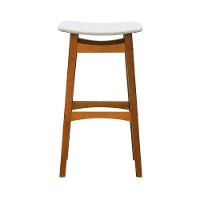 Banco Alto Confort Madeira Maciça Assento Anatômico - Amêndoa Estofado Corano Bege - 2