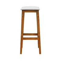 Banco Alto Confort Madeira Maciça Assento Anatômico - Amêndoa Estofado Corano Bege - 3