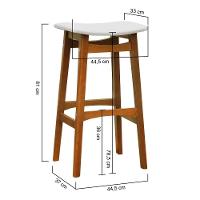 Banco Alto Confort Madeira Maciça Assento Anatômico - Amêndoa Estofado Corano Bege - 5