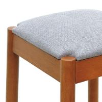 Banco Alto Amber Madeira Maciça - Amêndoa Assento Estofado Linho Cinza Mescla Impermeável - 2