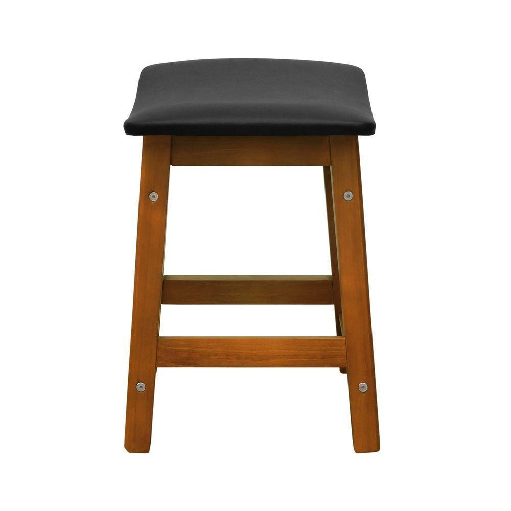 Banco Baixo Confort Madeira Maciça Assento Anatômico - Amêndoa Estofado Corano Preto - 5