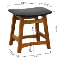 Banco Baixo Confort Madeira Maciça Assento Anatômico - Amêndoa Estofado Corano Preto - 2