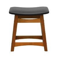 Banco Baixo Confort Madeira Maciça Assento Anatômico - Amêndoa Estofado Corano Preto - 3