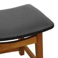 Banco Baixo Confort Madeira Maciça Assento Anatômico - Amêndoa Estofado Corano Preto