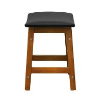 Banco Baixo Confort Madeira Maciça Assento Anatômico - Amêndoa Estofado Corano Preto - 5