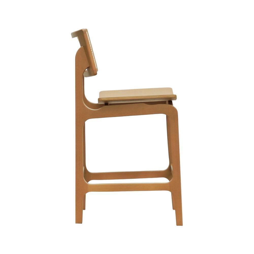 Banqueta Alta Bistrô Apollo Encosto Telinha Natural E Assento Anatômico - Natural Madeira - 5