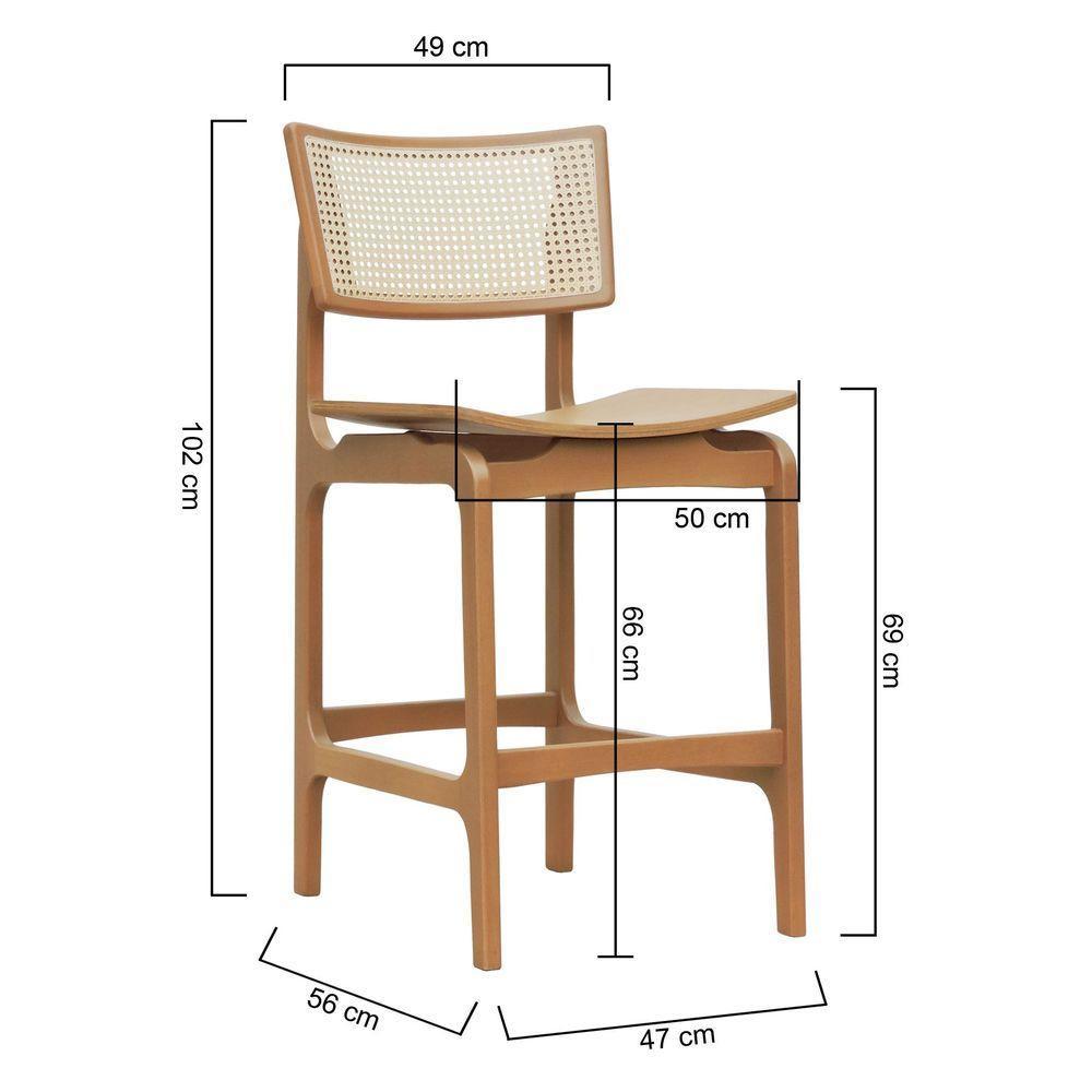 Banqueta Alta Bistrô Apollo Encosto Telinha Natural E Assento Anatômico - Natural Madeira - 7