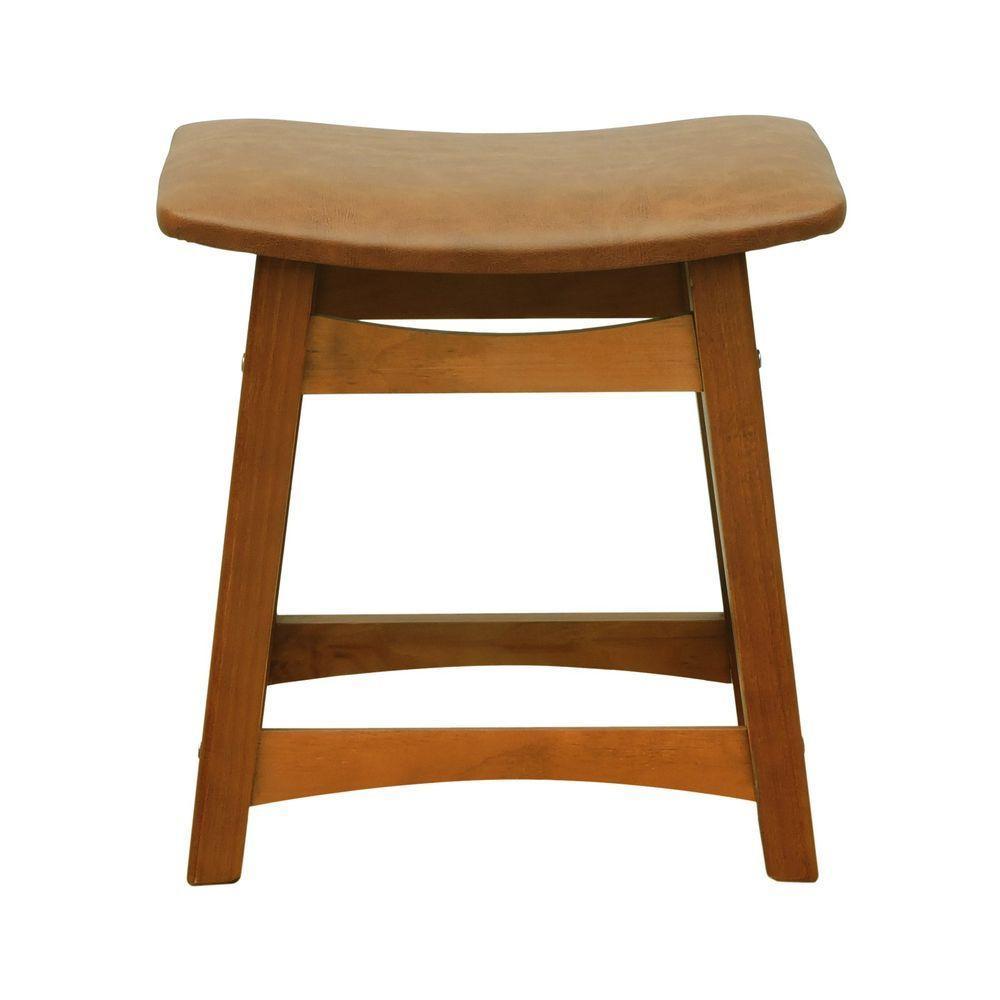 Banco Baixo Confort Madeira Maciça Assento Anatômico - Amêndoa Estofado Corano Marrom Mescla - 3