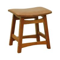 Banco Baixo Confort Madeira Maciça Assento Anatômico - Amêndoa Estofado Corano Marrom Mescla - 1