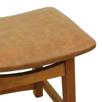 Banco Baixo Confort Madeira Maciça Assento Anatômico - Amêndoa Estofado Corano Marrom Mescla - 5