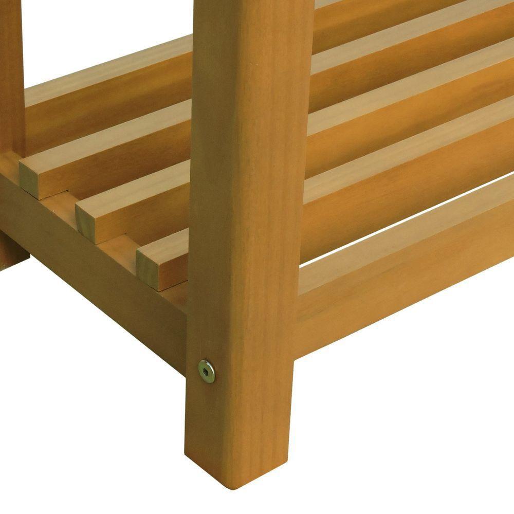 Banco Sapateira Viena Madeira Maciça - Natural Assento Estofado Corano Marrom Mescla - 4