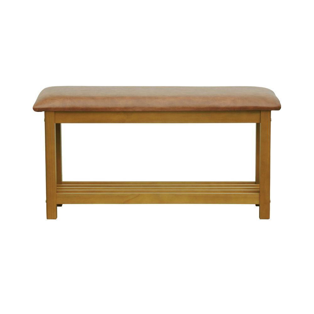 Banco Sapateira Viena Madeira Maciça - Natural Assento Estofado Corano Marrom Mescla - 6