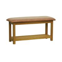 Banco Sapateira Viena Madeira Maciça - Natural Assento Estofado Corano Marrom Mescla - 1