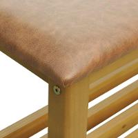 Banco Sapateira Viena Madeira Maciça - Natural Assento Estofado Corano Marrom Mescla - 3