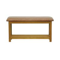 Banco Sapateira Viena Madeira Maciça - Natural Assento Estofado Corano Marrom Mescla - 6