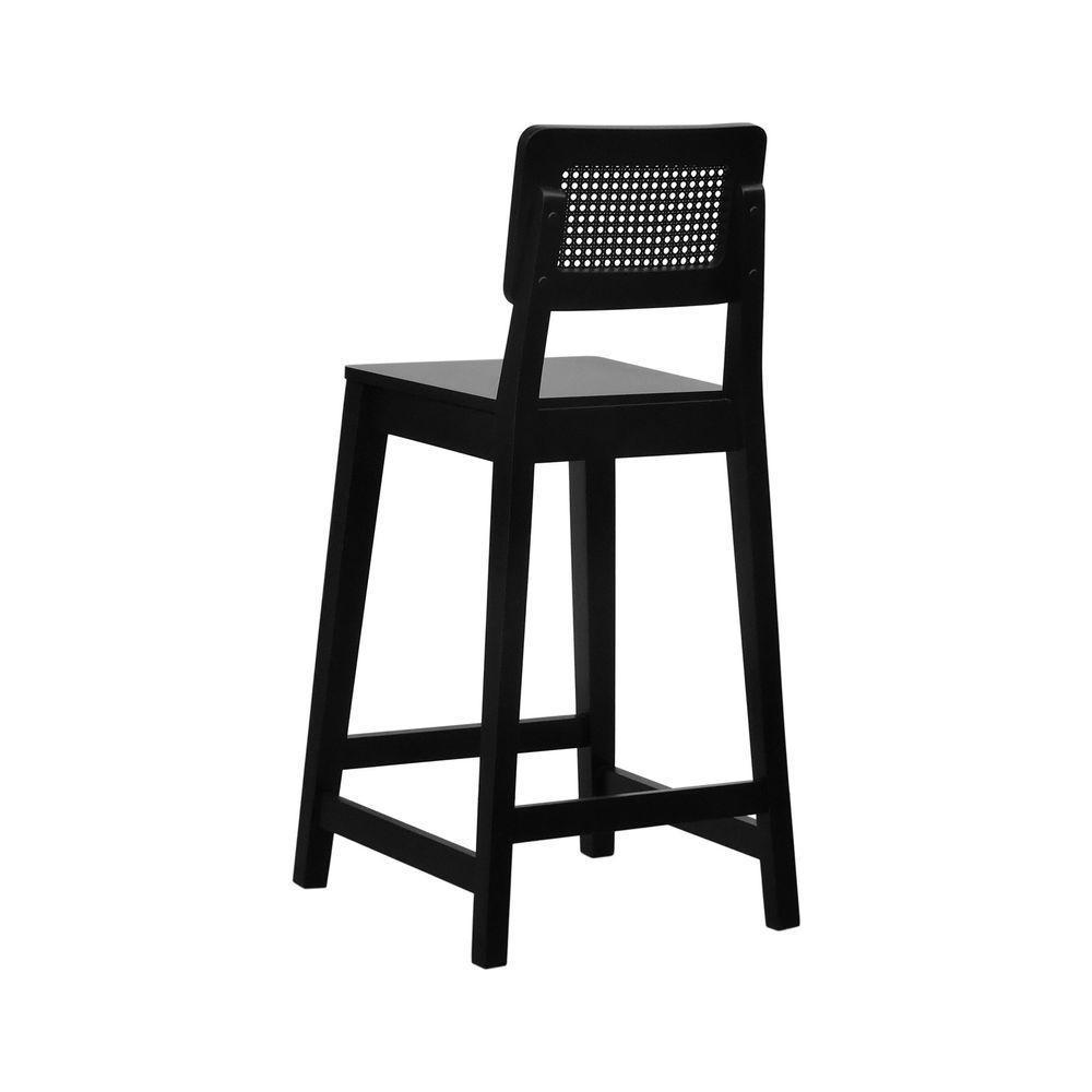 Banqueta Gabi Madeira Maciça Encosto C- Telinha C- 68cm Altura - Preto Assento Madeira Preto - 5