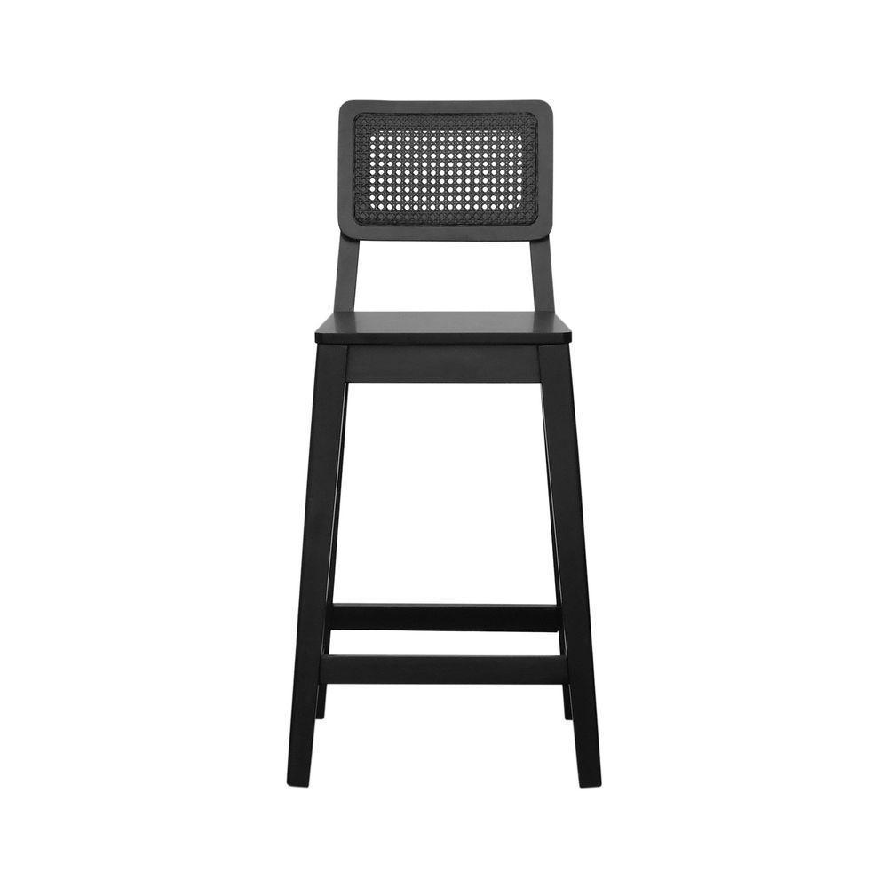 Banqueta Gabi Madeira Maciça Encosto C- Telinha C- 68cm Altura - Preto Assento Madeira Preto - 6